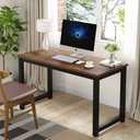 Tribesigns Modern Simple Computer Desk, 47 inch Vintage Office Desk Computer Table, Study Writing Study Desk Workstation for Home Office, Rustic Brown, 47*23.6 inch