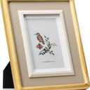 5x7 Picture Frame Natural, Gray and Beige Trim, Pine Wood with Real Glass, Matted to 4x6, Vertical and Horizontal for Tabletop or Wall Hanging Display Photo Frame