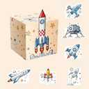 ysmile Valentine Box for Kids with Exchange Card, Mailbox for Class Party Favor - Rocket