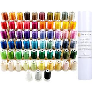 New brothread 63 Colors Compatible with Brother Polyester Embroidery Machine Thread with Bonus of 10" x10yd Medium Weight Tearaway Embroidery Stabilizer