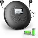 Portable CD Player with Headphones, Rechargeable Discman CD Player for Car & Home, Small CD Players Portable with 60s Anti-Skip, Supports CD/MP3/WMA/TF Card/AUX, Backlit/Lock/Programmable/Timer