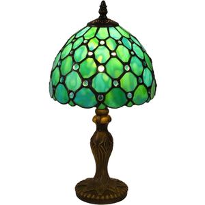 Tiffany Table Lamp Blue Beads Stained Glass 3 Way Table Lamps for Living Room Nightstand Bedside Bedroom Home Office Desk Lamps W/LED Bulb 8X8X15Inch