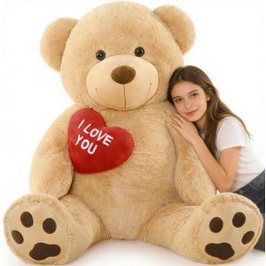Tezituor Giant Teddy Bear Stuffed Animal 5Ft with Heart, Large Brown I Love You Bear Plush Toys for Kids Gift for Girlfriend