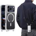 MAGEASY Compatible with iPhone 17 Pro 6.3" Case with Crossbody Strap  16ft Drop Protection, Compatible with MagSafe | Roam M (Transparent)