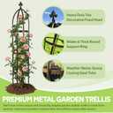 100% Metal Obelisk Trellis for Climbing Plants Outdoor - Heavy Duty Stone Coated Steel Garden Arch Trellis - Tall Sturdy Rustproof Vertical Plant Support for Climbing Vine Vegetables Flowers