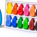 Four Candies Toddler Crayons 12 Count, Non Toxic Washable Crayons for Toddlers 1-3, Unbreakable Easy-Grip Water-Drop Shape for Little Hands, Toddler Coloring Art Gift