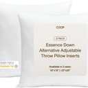 Coop Home Goods Essence Adjustable Throw Pillow Inserts 18x18, Set of 2, Adjustable Down Alternative Cushions for Couch, Bed, or Chair, Decorative Square Pillows for Living Room, Oeko-Tex Certified