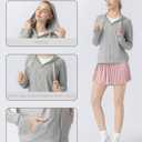 Women's Stretch Athletic Full Zip Hoodie - Kangaroo Pockets, Comfort Workout Jacket for Active & Relaxed Days (Gray, M)