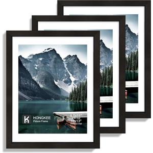 10x13 Picture Frames with Real Glass - Display 8.5x11 Diploma with Mat or 10 x 13 Photo without Mat, Wall or Table Top Display(Black, 3 Pack)