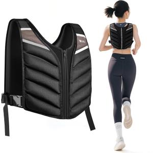 Weighted Vest,10lb/15lb/20lb Weight Vest with Reflective Stripe for Men Women Kids,Body Strength Training Weight Vest for Fitness,Workout,Running,Training (Black)