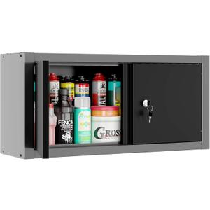 JZD Metal Wall Cabinet with Two Lockable Doors, Steel Wall Chest for Kitchen Warehouse Home Office Garage