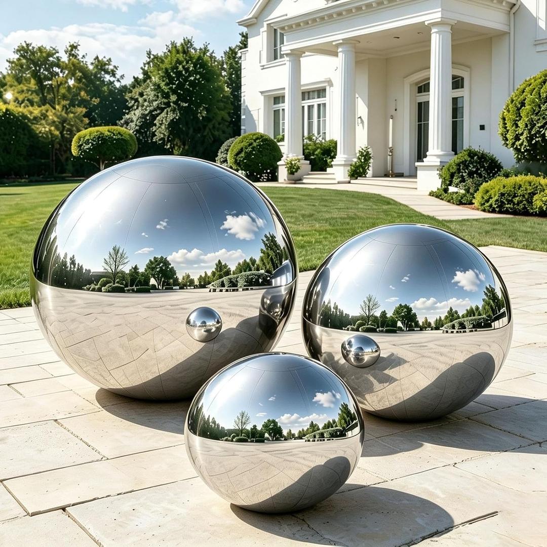3PCS Silver Inflatable Mirror Ball Set with AC110‑120V Pump - Big Shinny Mirror Balls Reusable PVC for Home Party, Wedding, Birthday, Stage, Mall & Large Event (3-Pack with Pump)