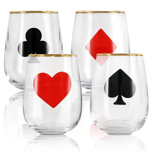 Card Suits Cocktail Glasses for Poker Night - Set of 4