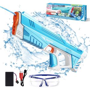 Skirfy Electric Water Gun,Auto Suction Water Guns for Adults&Kids,Squirt Guns 39 Ft Range,Battery Powered Squirt Gun,Automatic Water Gun,Water Blaster,Pool Beach Outdoor Party Toys for Kids Ages 8-12 (Blue)