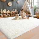 8x10 Area Rugs for Living Room, Ultra Soft Fluffy Large Shaggy Rug Carpet for Bedroom, Non-Slip Fuzzy Plush Rugs for Nursery Boys Girls Kids Room Modern Indoor Home Decor, Cream White