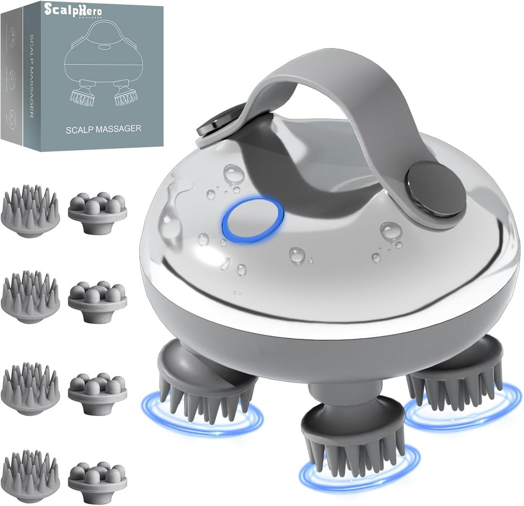 Generic ScalpHero Smart Scalp Massager, Portable Heated Head with 128 Massage Nodes, Scalp Hero Electric Head Massager for Stress Relief, Deeply Clean Scalp Soothes Nerves & Promotes Hair Growth