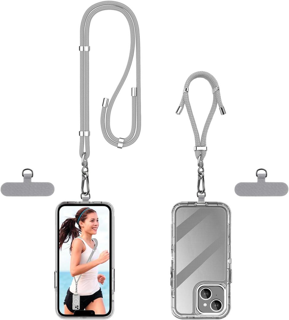 Phone Lanyard- 1 x Adjustable Neck Strap,1 x Wrist Strap,2 x Pads,Universal Crossbody Cell Phone Lanyard for Travel Essentials,Wrist lanyards for Keys,ID Badges,Compatible with Most Smartphones