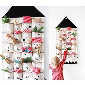 Christmas Advent Calendar with Pockets Wall Hanging Bag for Home Xmas Countdown Decoration