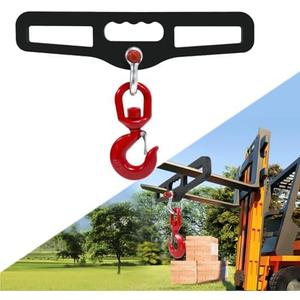 Heavy Duty Forklift Lifting Hook, Fork Lifting Attachment, 6,600 LB Capacity（3 Ton）, Dual Fork Mount, With swivel hook for Lifting Generators, Drums, Machinery, Fit For Standard Forklift/Tractor Forks