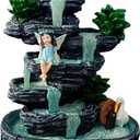 Fairy Garden Accessories Fairies Waterfall Solar Statues, 9" Waterproof Figurines Lights Outdoor House Decorations for Patio Lawn Porch Backyard, Gardening Birthday Gift for Women Kids Grandmom