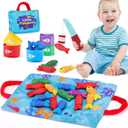 Montessori Toys for 1 Year Old Boys Girls, 22Pcs Cloth Fishing Game with Stacking Cups, Color Sorting Counting Toy