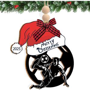 2025 Christmas Ornament,Soccer Ornaments for Christmas Tree,Wooden Soccer Themed Gifts for Boys,Girls,Teenagers,Players, Coaches, Personalized Sports Ball Decoration Holiday Present