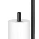 Toilet Paper Holder Stand, Free Standing Black Toilet Paper Roll Holder with Storage, Modern Stainless Steel Floor Bathroom Toilet Paper Stand Tissue Roll Holder for 4 Rolls, YOFOVI