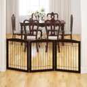 PAWLAND 72 Extra Wide Dog Gate for The House, Doorway, Stairs, Freestanding Foldable Wire Pet Gate, Pet Puppy Safety Fence,30" Height (Espresso, 3 Panels)