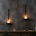 Wall Sconce Candle Holder Metal Hanging Wall Decorations for Home,Living Room, Bathroom, Dining Room, Set of 2Black