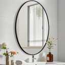 Black Oval Mirror for Bathroom, 24x32 Inch Oval Bathroom Mirror with Brushed Metal Frame, Wall Mounted Decorative Vanity Mirror for Bathroom, Living Room, Entryway