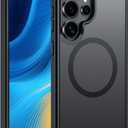 FNTCASE for Samsung Galaxy S25-Ultra Case: Magnetic Matte Military Grade Drop Protection Translucent Cell Phone Cover - Slim Rugged Durable Shockproof Protective Phonecase - 6.9 inches (Black)