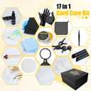 Card Care Clean Kit,17-in-1 Card Cleaning and Polishing Restoration Kit, Trading Card Cleaning Box with Cleaning Spray and Balck Nitrile Gloves, Suitable for Surface Card Care&Flatten Edges, 7.2