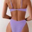 SweatyRocks Women's 2 Piece Bikini Set Spaghetti Strap High Cut Push Up Underwire Swimsuit (Purple, S)