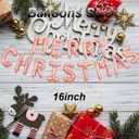 Merry Christmas Balloon Banner, 16 Inch Rose Gold Sign, Foil Balloons for Christmas Party Decorations, Theme Birthday Party Decorations