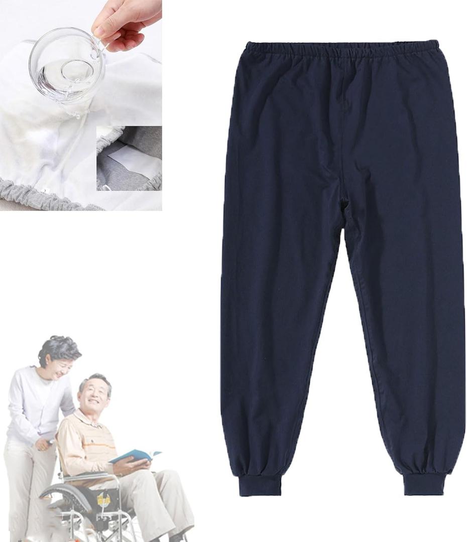 TPU Incontinence Pants,Washable Elastic Adjustable Patient Care Trousers,Adult Incontinence Leak-Proof Pants,Ideal for Bedridden Patients, Elderly, Mobility Impaired(Blue,M)