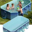 Foldable Pool for Kids Adults - Non-Inflatable Swimming Pools for Backyard Garden Outdoor Folding Collapsible Dog Above Ground Pool Kiddie Pool 100" X 65" X 21"