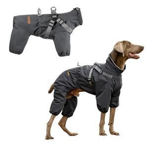 PAWBOSE Dog Raincoat with Harness for Medium and Large Dogs, Adjustable Waterproof Dog Rain Jacket,Reflective Rainproof Puppy 4 Legs Raincoat-Grey,5XL