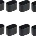 Geesatis 8 Pack Black Oval Chair Leg Caps,1.6 x 0.7 Inch PVC Furniture Pads,Non-Slip Floor Protectors for Tables,Chairs,Furniture - Scratch Proof Floor Guards