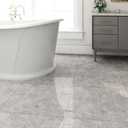 20-Pack Peel and Stick Floor Tiles Vinyl Floor 12 x 12 inch Self Adhesive Waterproof Flooring Planks DIY for Bathroom, Kitchen, Living Room, RV, Cover 20 Sq. Ft, Polish Light Grey Marble