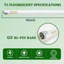 Konideke F54T5/865/HO 54 Watt 46 Inch T5 Fluorescent Tube Light Bulb, T5 54W Grow Light, 6500K Daylight, 5000 Lumens, High Output, G5 Bi-Pin Base, 12 Pack