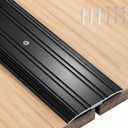 Sturdy Aluminum Door Threshold for Doorways, 36''L x 3''W Flat-Profile Floor Transition Strip with Anti-Slip Groove Design, Exterior Door Threshold for Indoor & Outdoor (Black, 1pcs)