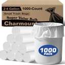 Charmount Small Trash Bags 2-4 Gallon 1000 Count, Unscented White Plastic Wastebasket Liners for Bathroom, Mini Garbage Can or Bin