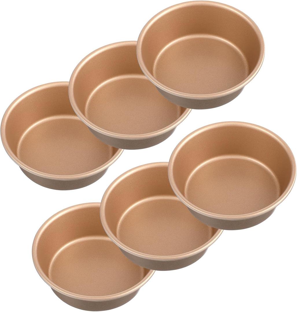 6 PCS Air Fryer Mini Pie Pan Tart Tins, Jumbo Muffin Cupcake Pan 4 Inch Air Fryer Hamburger Bun Mold, Non-Stick Air Fryer Egg Baking Pan Individual Mini Cake Pans for Baking