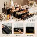Leinuosen 4 Pcs Extra Large Acrylic Buffet Risers for Food Display Stands Box, 20.7" 19.7" 18.7" 17.7" Rectangle Catering Supplies for Weeding Dessert Table Brunch Setup Decor, Hollow Bottom(Black)
