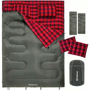 KingCamp Double Sleeping Bag for Adults, Queen Size 2 Person Sleeping Bag