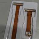 STIROLL Slim Leather Bands Compatible with Apple Watch Band 49mm 46mm 45mm 44mm 42mm(Series 3 2 1), Top Grain Leather Watch Thin Wristband for iWatch Ultra SE Series 11 10 9 8 7 6 5 4(Brown Gold)