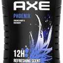 AXE Body Wash 12h Refreshing Scent Phoenix Crushed Mint and Rosemary Men's Body Wash with 100 percent Plant-Based Moisturizers 16 oz AXE Body 4PCS  
