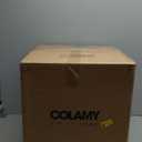 COLAMY Velvet Ottoman Footstool, Tufted Modern Foot Rest Stool with Wood Base for Living Room, Bedroom, Desk, Round Versatile Side End Table, Pouf, Makeup Seat, 2 Pcs, Camel