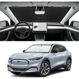 Custom Fit Windshield Sun Shade for Ford Mustang Mach-E 2021-2026, Blocks UV & Heat, Front Window Sunshade Accessories, Easy Fold & Store Keep Your Car Cooler