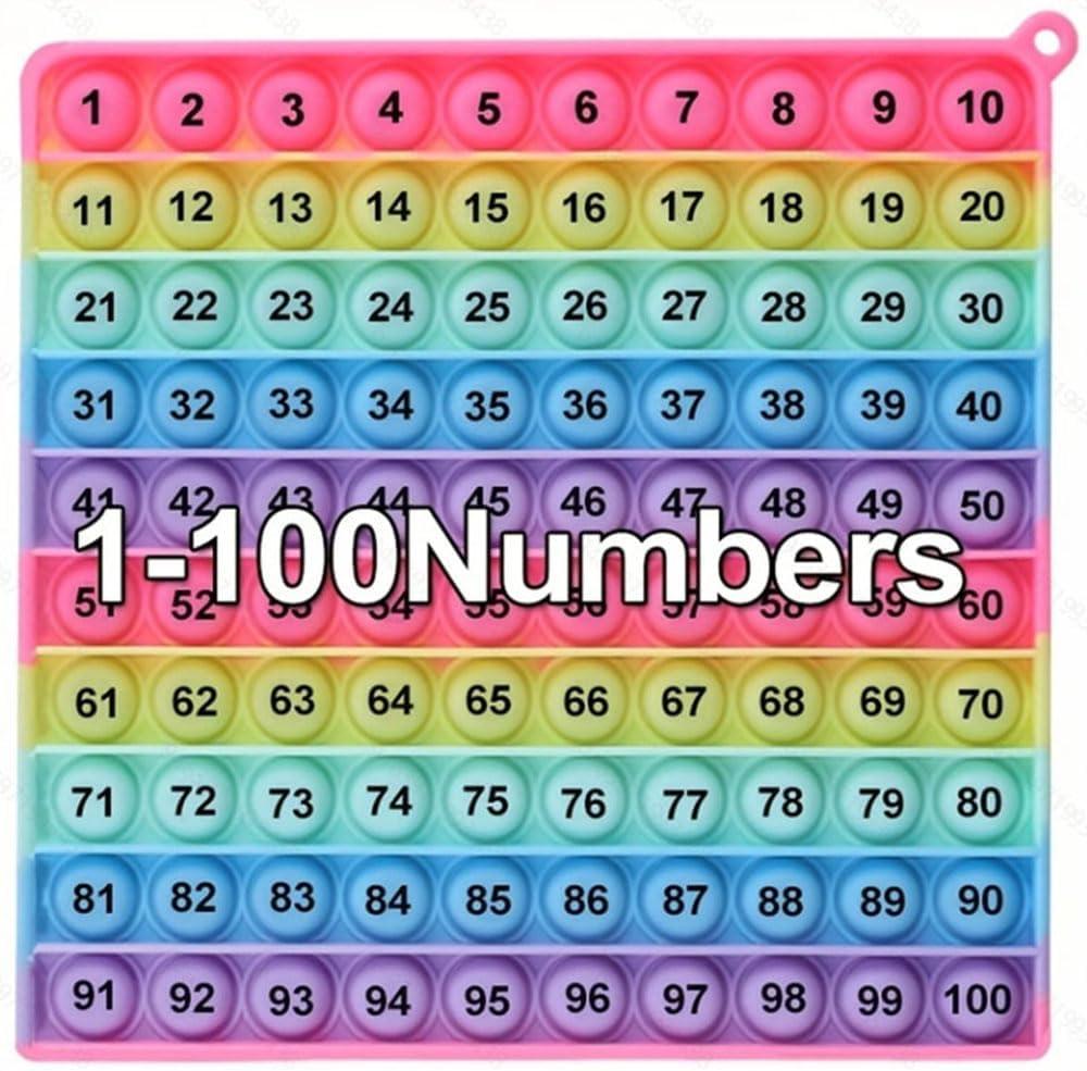 Multiplication Table Hundred Board Math Game P0PP Toy 100 Bubbles, Exercise Children's Logical Thinking, Relieve Stress, Fidget Game Math Manipulatives Kindergarten [1-100 Number Table]